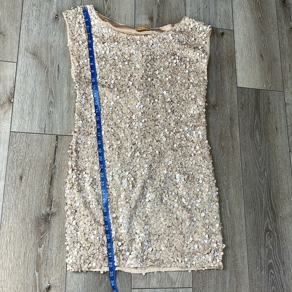 ALICE + OLIVIA Champagne Silk Sequin Mini Dress - Picture 12 of 12